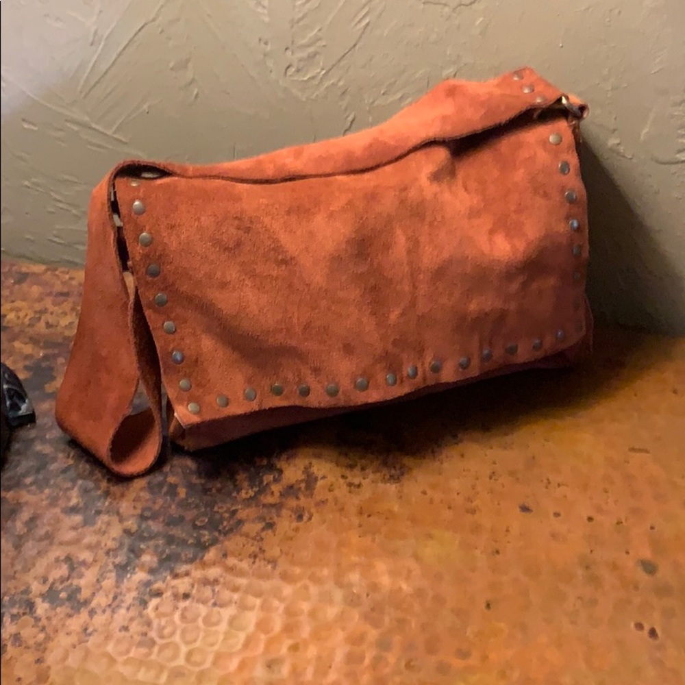 Lucky Brand suede purse rust brown color